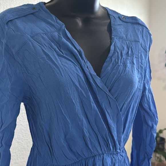 Maeve Blue Long Sleeve Wrap Mini Dress Size XXS - Picture 2 of 7